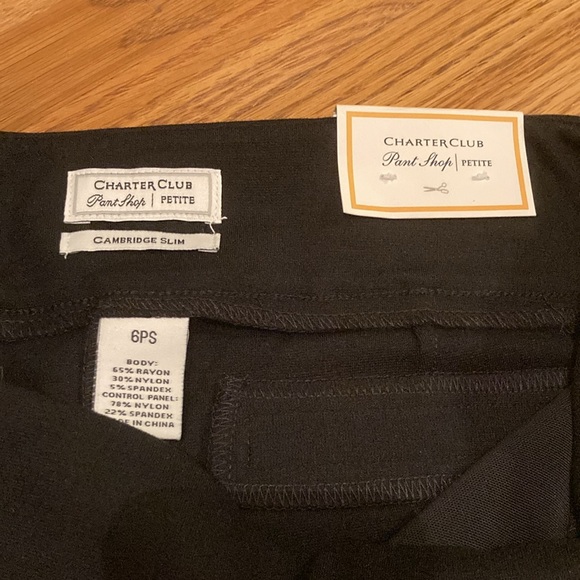 NWT Charter Club Cambridge Tummy Control Slim Leg Black Ponte Pants, 6P SHORT - Picture 5 of 5